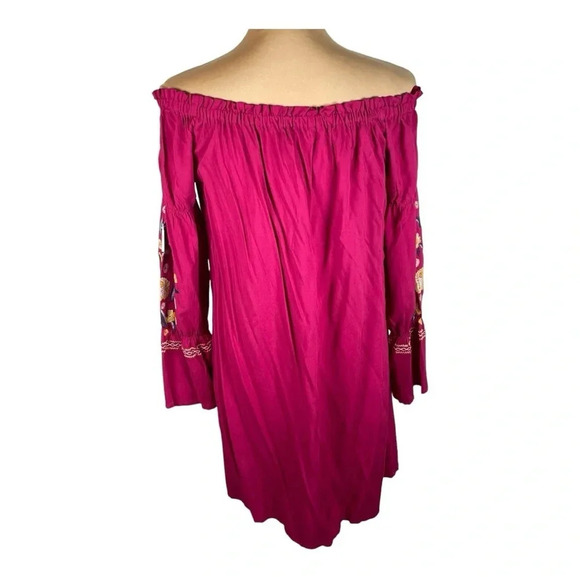 🩷 WONDERLY Off The Shoulder Embroidered Tunic Dress NWT Medium - Picture 2 of 8